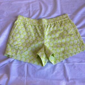 J. Crew Boardwalk Suzy Circles Green Shorts‎ 10 pull on cotton comfy lime mini